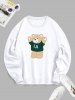 LA Cartoon Bear Graphic Pullover Sweatshirt -  