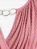Plus Size Keyhole Chains Draped Surplice T-shirt -  