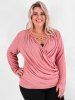 Plus Size Keyhole Chains Draped Surplice T-shirt -  
