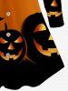 Chemise D'Halloween à Imprimé Chauve-souris Ombrée Citrouille à Manches Longues - Orange Foncé 2X | US 18-20