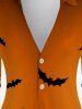 Chemise D'Halloween à Imprimé Chauve-souris Ombrée Citrouille à Manches Longues - Orange Foncé 4X | US 26-28