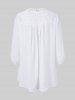 Plus Size Lace Applique V Notched Solid Blouse -  
