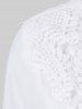 Plus Size Lace Applique V Notched Solid Blouse -  