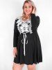 Plus Size Gothic Lace-up Guipure Lace Mini Dress -  