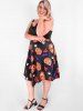 Plus Size Pumpkin Print Crossover Halloween Dress -  