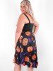 Robe D'Halloween à Imprimé Citrouille Croisée de Grande Taille - Noir 4X