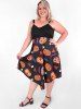 Plus Size Pumpkin Print Crossover Halloween Dress -  