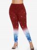 Plus Size Christmas 3D Sparkles Snowflake Printed Ombre Leggings -  