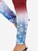 Plus Size Christmas 3D Sparkles Snowflake Printed Ombre Leggings -  