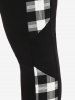 Plus Size Plaid Colorblock Pull On Pants with Pockets -  