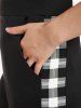 Plus Size Plaid Colorblock Pull On Pants with Pockets -  
