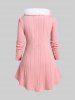 Plus Size Faux-fur Trim Textured High Low Knitwear -  