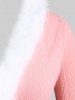 Plus Size Faux-fur Trim Textured High Low Knitwear -  