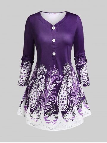 Plus Size Paisley Print Tunic T-shirt