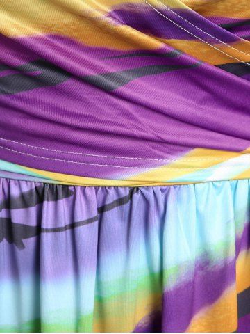 Plus Size & Curve Tie Dye Striped Skirted Ruched Tunic Tee