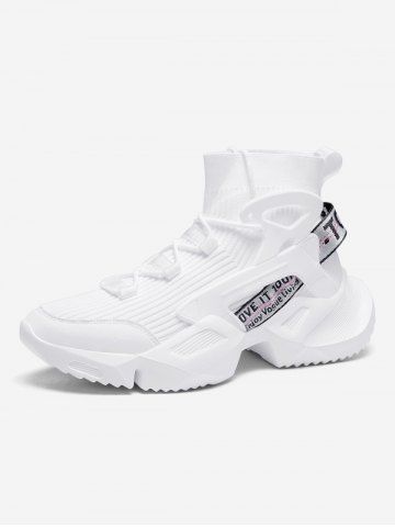 Chaussures de Sport Hautes Epaisses à Lacets - WHITE - EU 41