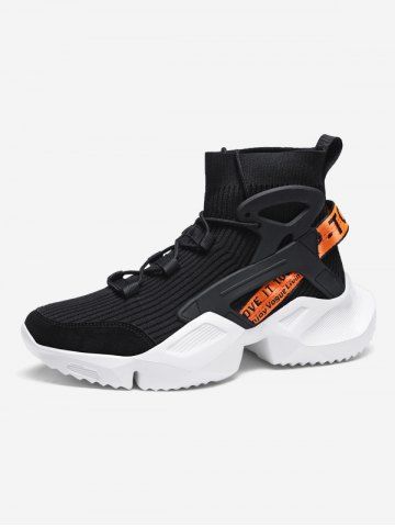 Chaussures de Sport Hautes Epaisses à Lacets - BLACK - EU 39