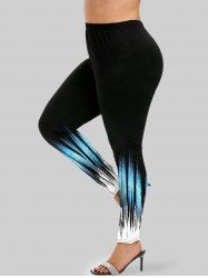 Plus Size High Waist Light Beam Print Skinny Leggings -  