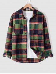 Double Pockets Design Plaid Pattern Flannel Shacket -  