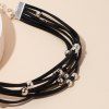 Gothic Beaded Multilayer Rope Faux Leather Choker Necklace -  