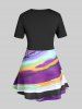 Plus Size & Curve Tie Dye Striped Skirted Ruched Tunic Tee -  