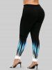 Plus Size High Waist Light Beam Print Skinny Leggings -  