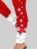 Plus Size Christmas Snowflake Printed Two Tone Leggings -  