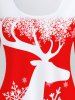 T-shirt Graphique Cerf de Noël et Flocon de Neige de Grande Taille - Rouge L | US 12