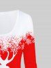 T-shirt Graphique Cerf de Noël et Flocon de Neige de Grande Taille - Rouge 