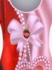 T-shirt à Imprimé 3D Nœud Papillon et Cœur de Grande Taille - Rouge L | US 12