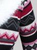 Plus Size Faux Fur Trim Colorful Geometric Pattern Lace-up Knit High Low Dress -  