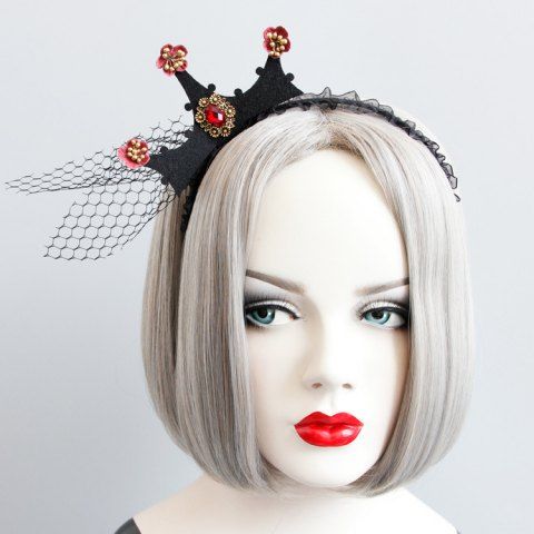 Baroque Vintage Crown Hair Accessories Masquerade Cosplay Party Hairband - BLACK