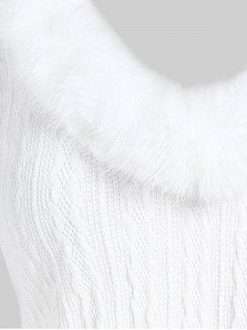 Plus Size Faux Fur Panel Cable Knit Top
