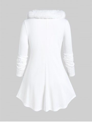 Plus Size Faux Fur Panel Cable Knit Top