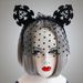Cat Ear Polka Dot Veil Masquerade Cosplay Party Headband -  