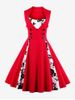 Plus Size Vintage Floral Print 1950s Pin Up Dress -  