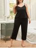 Plus Size Contrast Lace Trim Cami Top and Pants Pajama Set -  
