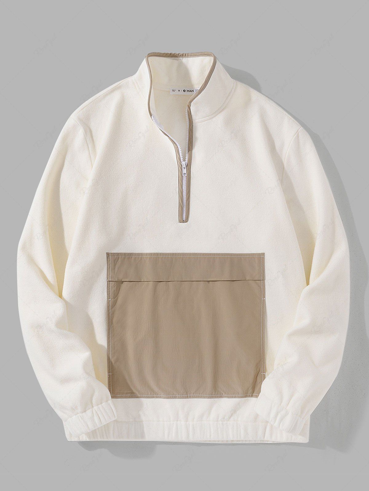 Cheap Colorblock Contrast Piping Quarter Zip Sweatshirt  