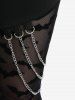 Heart Ring Crossover Bat Mesh Panel Tee and Gothic Bats Pattern Lace Panel Chains Flare Pants Outfit -  