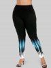 Light Beam Print T-shirt and High Waist Leggings Plus Size Outfit -  