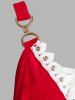 Plus Size Contrast Lace Up Velvet Split Prom Party Dress -  