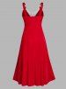 Plus Size Contrast Lace Up Velvet Split Prom Party Dress -  