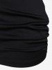 Plus Size Half Zipper Cable Knit Colorblock Hooded Top with Tank Top -  