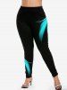 Plus Size High Waist Light Beam Print Skinny Leggings -  