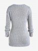Plus Size V Neck Plain Sweater -  