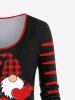 T-shirt de Noël à Imprimé Léopard 3D Père Noël à Carreaux de Grande Taille - Rouge 