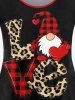 Plus Size Christmas Santa Claus Leopard Checked 3D LOVE Print Tee -  