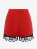 Plus Size Lace Panel Tank Top and Shorts Pajama Set -  