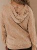 Textured Kangaroo Pocket Drawstring Drop Shoulder Hoodie -  