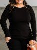 Plus Size Raglan Sleeves Mock Buttons Solid Tee -  